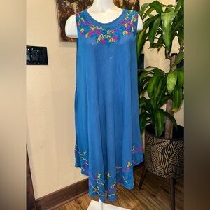 EUC Shore Drive summer dress or coverup with embroidery decoration on neck.